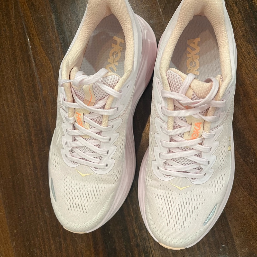 HOKA Women's Bondi 9 Max Cushion Running Shoes - Lilac Cream/Tangerine Glow - Picture 2 of 6